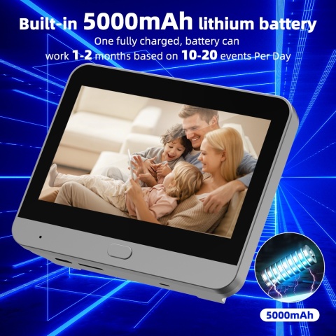 INTELIGENTNY WIZJER Z KAMERĄ 1080P WIFI 4,3 LCD DZWONEK Z CZUJNIKIEM RUCHU