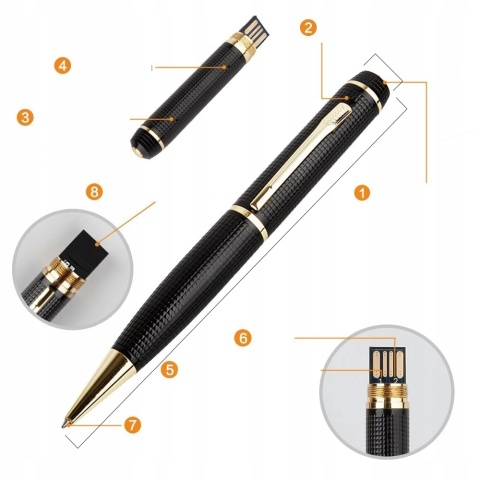 KAMERA DŁUGOPIS SZPIEGOWSKA GŁOS UKRYTA DYSKRETNA AUDIO FULL HD VIDEO