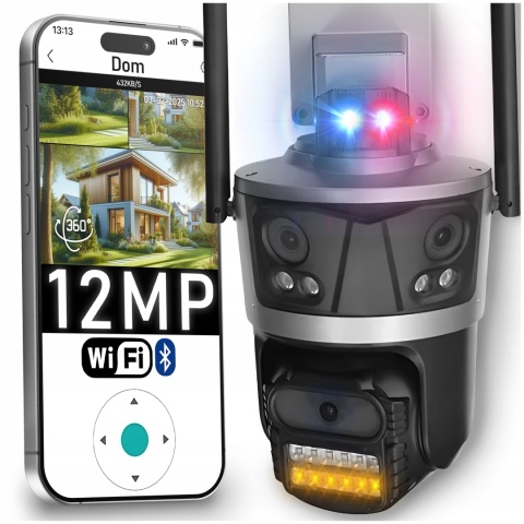 KAMERA IP OBROTOWA 3X4MPx ZOOM 8X, NOCNE WIDZENIE, DUAL AUDIO, WIFI, IP66