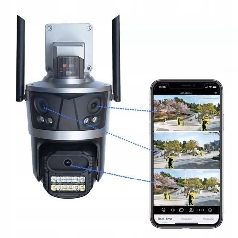 KAMERA IP OBROTOWA 3X4MPx ZOOM 8X, NOCNE WIDZENIE, DUAL AUDIO, WIFI, IP66