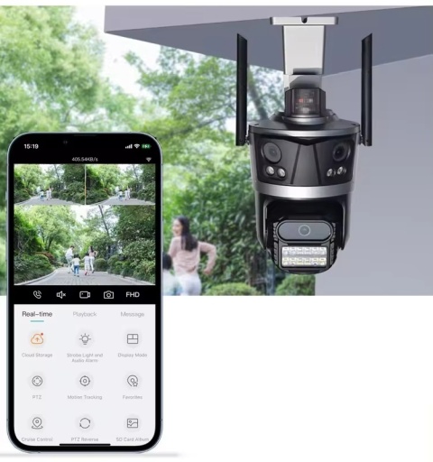 KAMERA IP OBROTOWA 3X4MPx ZOOM 8X, NOCNE WIDZENIE, DUAL AUDIO, WIFI, IP66