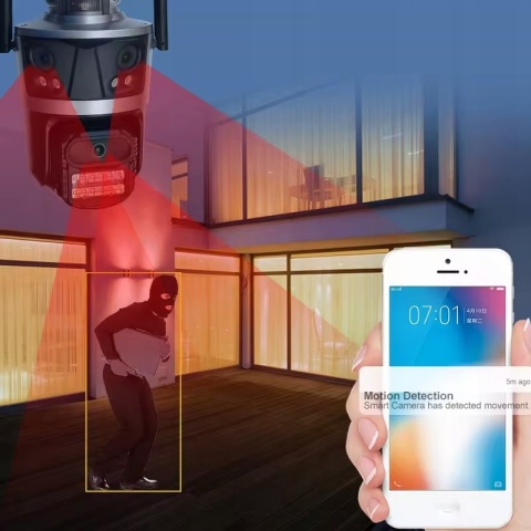 KAMERA IP OBROTOWA 3X4MPx ZOOM 8X, NOCNE WIDZENIE, DUAL AUDIO, WIFI, IP66