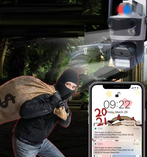 KAMERA IP OBROTOWA 3X4MPx ZOOM 8X, NOCNE WIDZENIE, DUAL AUDIO, WIFI, IP66