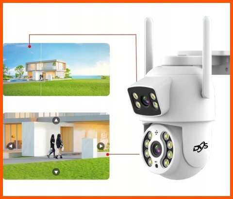 KAMERA IP WIFI ZEWNĘTRZNA OBROTOWA FULL HD 2 OBIEKTYWY IR, ZOOM X4 ALARM