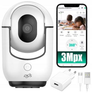 KAMERA WIFI OBROTOWA 3MP 2K Z PODĄŻANIEM OBIEKTU DETEKCJĄ RUCHU I AUDIO USB
