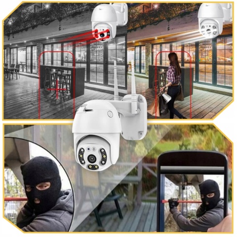 KAMERA ZEWNETRZNA WIFI FULL HD 1080P OBROTOWA 360° ZOOM 4X I DETEKCJA RUCHU