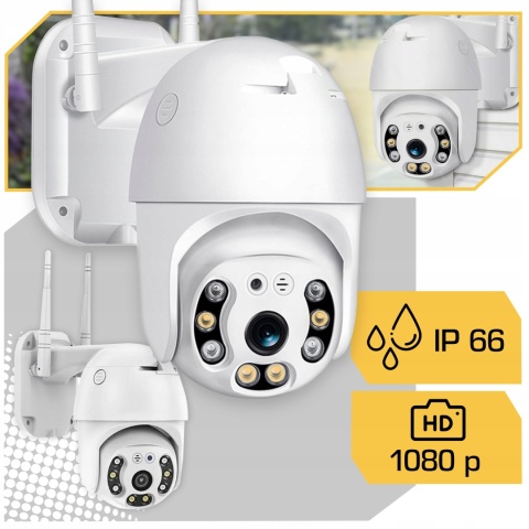 KAMERA ZEWNETRZNA WIFI FULL HD 1080P OBROTOWA 360° ZOOM 4X I DETEKCJA RUCHU