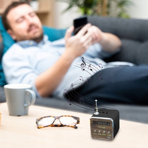 MINI BEZPRZEWODOWY GŁOŚNIK PRZENOŚNY RADIO FM BLUETOOTH MP3 LED USB RETRO