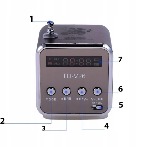 MINI BEZPRZEWODOWY GŁOŚNIK PRZENOŚNY RADIO FM BLUETOOTH MP3 LED USB RETRO