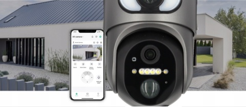 OBROTOWA KAMERA SOLARNA 2 OBIEKTYWY 2MP 4G SIM PIR AI DETEKCJA IP65 BATERIA