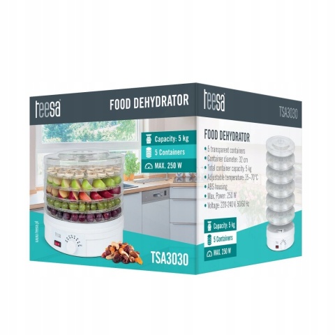 SUSZARKA TEESA TSA3030 - ZDROWE SUSZENIE GRZYBÓW, OWOCÓW I ZIÓŁ 8 STOPNI