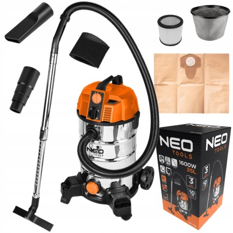 Odkurzacz 1600W Neo Tools 04-739 35L Mocny Z Długim Wężem Ssącym 1,5-4,5M