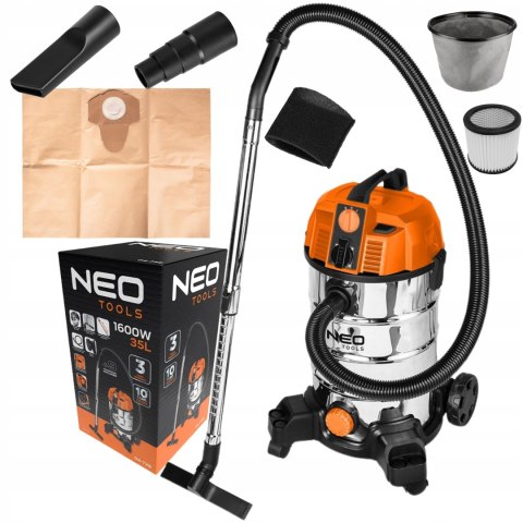 Odkurzacz 1600W Neo Tools 04-739 35L Mocny Z Długim Wężem Ssącym 1,5-4,5M