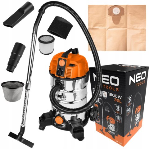 Odkurzacz 1600W Neo Tools 04-739 35L Mocny Z Długim Wężem Ssącym 1,5-4,5M
