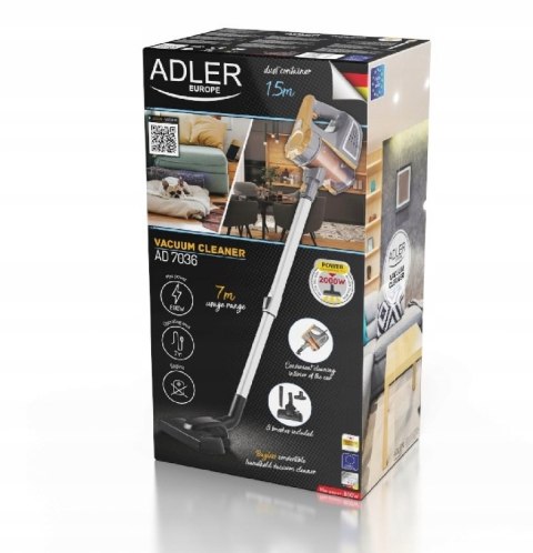 Odkurzacz Pionowy Adler Ad 7036 800W Bezworkowy 1,5L Myty Filtr 7M Zasięg