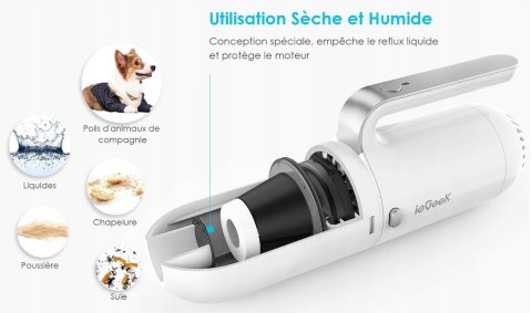 Ręczny Odkurzacz Samochodowy 12V Iegeek 130W, 8000 Pa Filtr Hepa Skuteczny