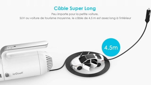 Ręczny Odkurzacz Samochodowy 12V Iegeek 130W, 8000 Pa Filtr Hepa Skuteczny