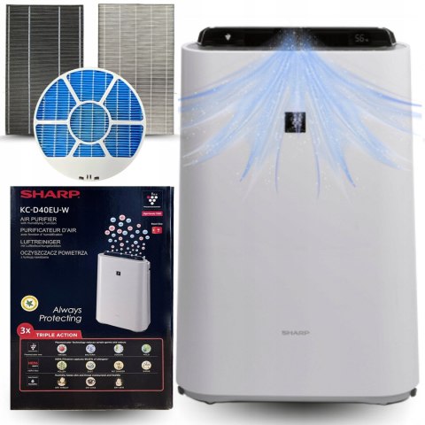 Sharp Kc-D40eu-W Oczyszczacz Powietrza Nawilżacz, Jonizacja, Ciche Działanie