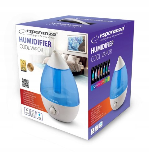 Nawilżacz Powietrza Esperanza Eha005 25W, 2,6L, Led 7 Kolorów, Cichy