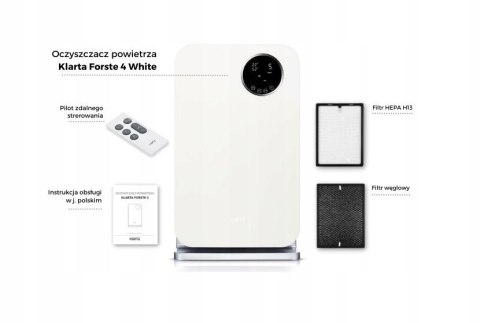 Oczyszczacz Klarta Forste 4 White 40M² Hepa H13, Jonizacja Smart Sterowanie