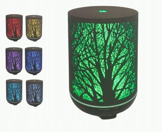 Dyfuzor Ultradźwiękowy Metalowy 300Ml Las 7 Kolorów Led, Olejki Eteryczne