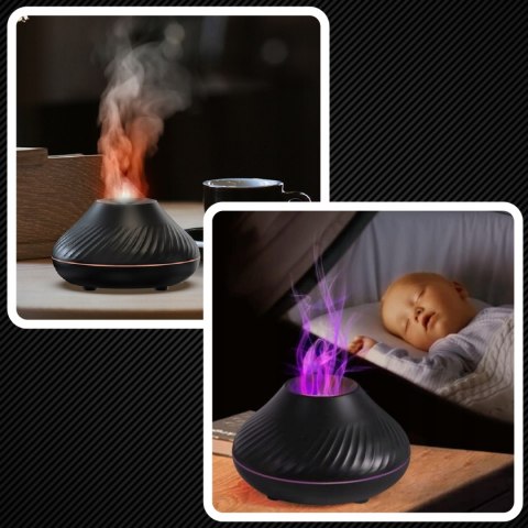 Nawilżacz Powietrza 130Ml Z Aromaterapią, Lampka Led Z Efektem Ognia