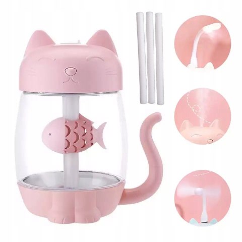 Nawilżacz DSJ Kotek 350 ml z lampką nocną i zasilaniem USB
