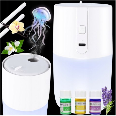 Nawilżacz Powietrza Gotel Rgb 2W1 Z Lampką I Olejkami Aromatycznymi 300Ml