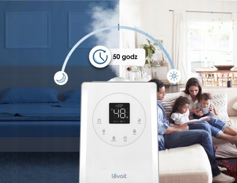 Nawilżacz Powietrza Levoit 6L Top-Fill, Ciepła/Zimna Mgiełka, 70 M2 Smart