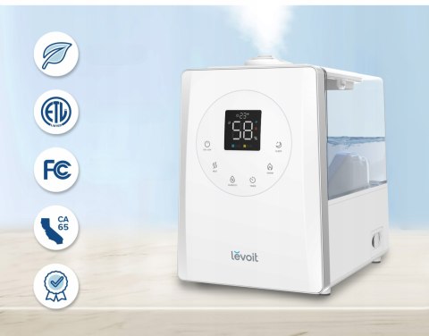 Nawilżacz Powietrza Levoit 6L Top-Fill, Ciepła/Zimna Mgiełka, 70 M2 Smart