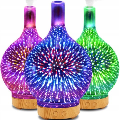 Nawilżacz Powietrza Rgb Aromaterapia, Lampka Nocna, Timer, Czujnik Wody