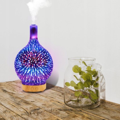 Nawilżacz Powietrza Rgb Aromaterapia, Lampka Nocna, Timer, Czujnik Wody