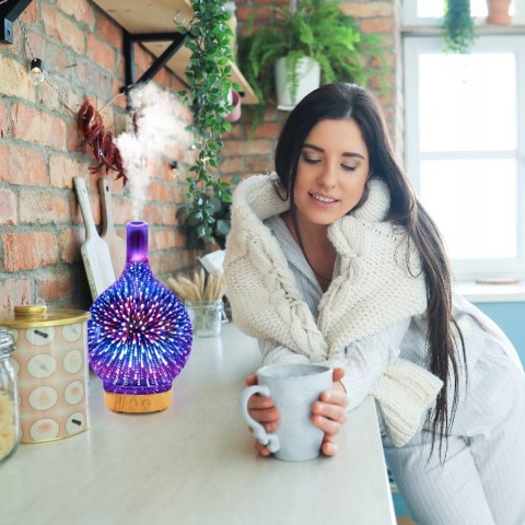 Nawilżacz Powietrza Rgb Aromaterapia, Lampka Nocna, Timer, Czujnik Wody