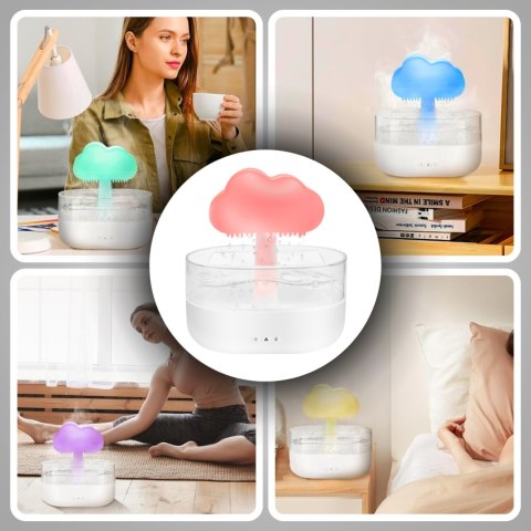 Nawilżacz Powietrza Grzybek 450Ml Z Aromaterapią I Lampką Nocną Led