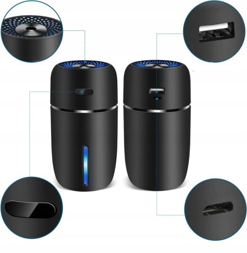 Nawilżacz Ultradźwiękowy 200Ml Usb Jonizacja Led Cichy Do Domu I Samochodu