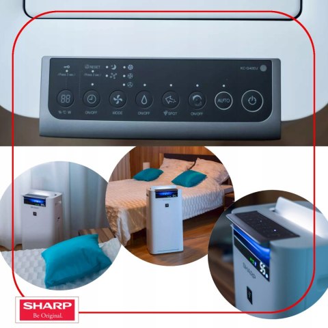 Sharp Kc-G60euw Ojczyszczacz/Nawilżacz Inteligentny, Jonizacja Hepa 408M³/H