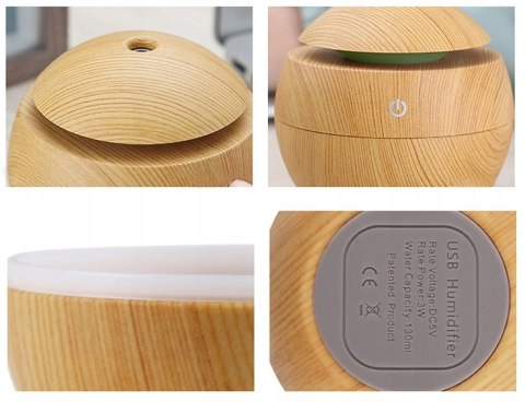 Ultradźwiękowy Nawilżacz Powietrza Z Dyfuzorem I Aromaterapią Usb 200Ml Led
