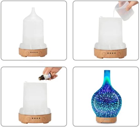 Ultradźwiękowy Nawilżacz Z Dyfuzorem Aromaterapia I Jonizator Nocna Lampka