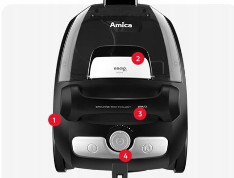 Odkurzacz Bezworkowy Amica Bagio Eco Vm3046 900W Epa 5M 2L Ss. Do Tapicerki