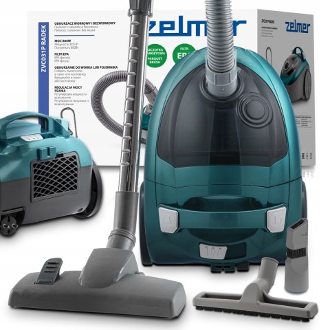 Odkurzacz Workowy I Bezworkowy 800W Zelmer Zvc031p Radek Epa 2,5L Zasięg 8M