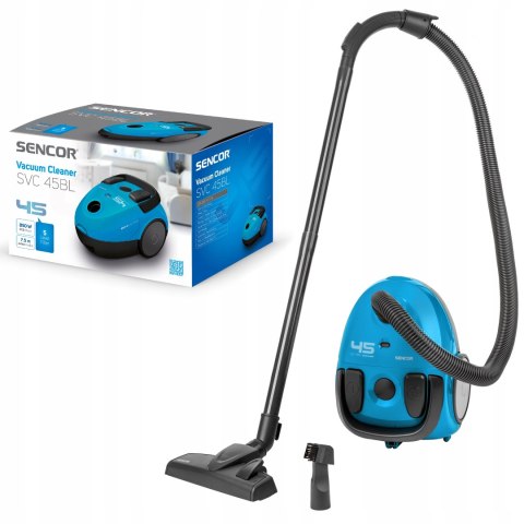 Odkurzacz Workowy Sencor 850W Niebieski 1,5L Cichy 5M Kabel 5-Filtrowy 79Db