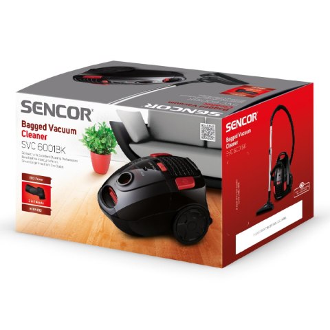 Odkurzacz Workowy Sencor Svc 6001Bk 700W Hepa E12, Rura Xxl, Wskaznik Worka