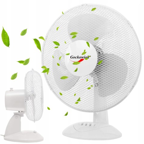 Cichy Mocny Wentylator Biurkowy Frio 38W Oscylacja 90 Stopni 3 Tryby Pracy