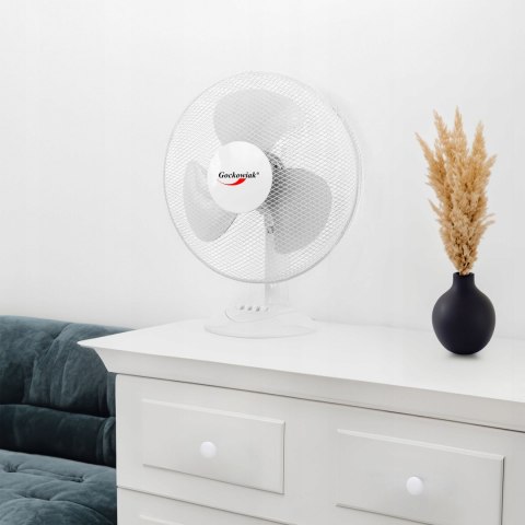 Cichy Mocny Wentylator Biurkowy Frio 38W Oscylacja 90 Stopni 3 Tryby Pracy