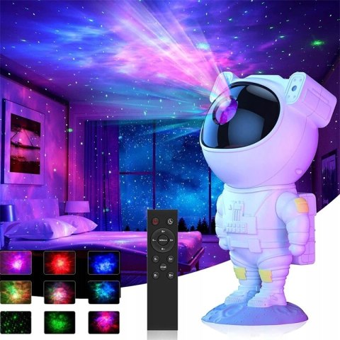 Lampka Nocna Projektor Gwiazd Astronauta Rzutnik Dla Dzieci Laser + Pilot
