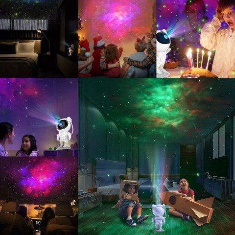 Lampka Nocna Projektor Gwiazd Astronauta Rzutnik Dla Dzieci Laser + Pilot
