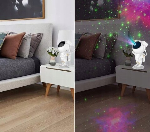 Lampka Nocna Projektor Gwiazd Astronauta Rzutnik Dla Dzieci Laser + Pilot