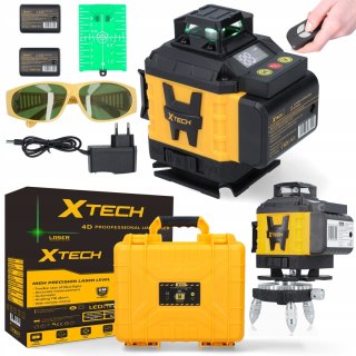 Laserowa Poziomica Xtech 360° 4D Z Pilotem, Lcd, Regulowana Podstawa