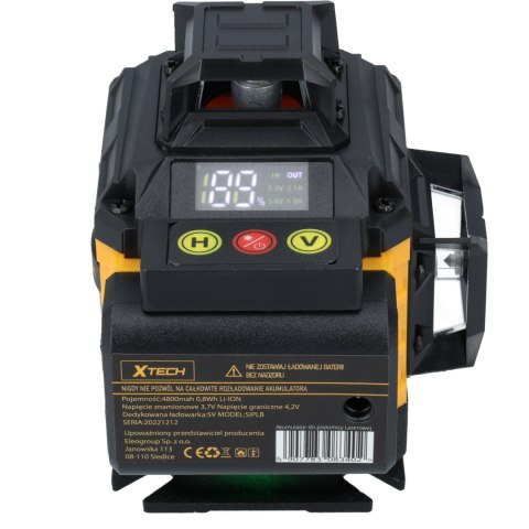 Laserowa Poziomica Xtech 360° 4D Z Pilotem, Lcd, Regulowana Podstawa