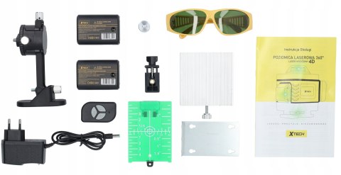 Laserowa Poziomica Xtech 360° 4D Z Pilotem, Lcd, Regulowana Podstawa
